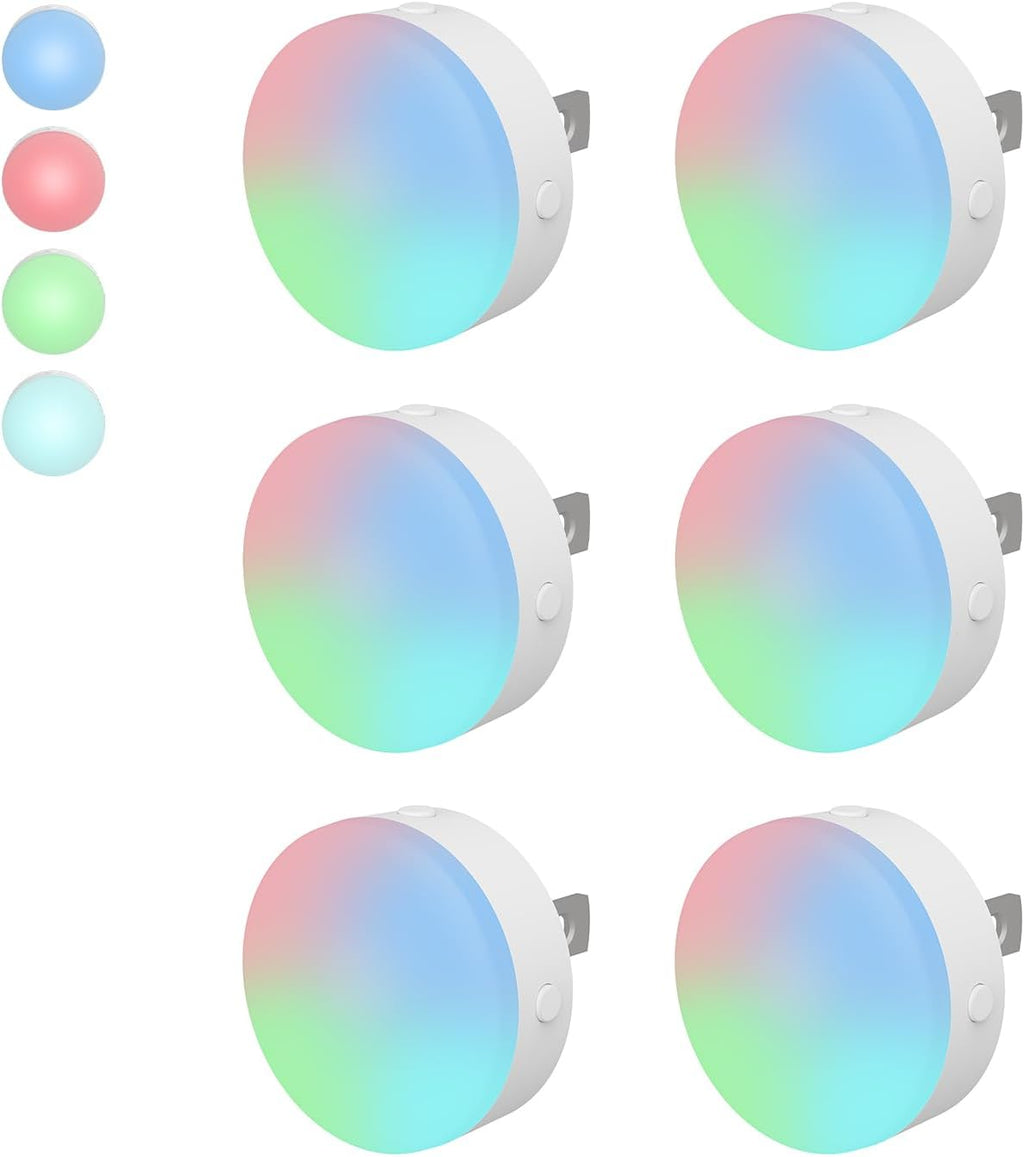 Junlitgroup Mini Plug in Night Light, Dusk to Dawn Sensor, 4-Color, LED Toilet Night Lights, Dimmable Color Changing, for Kids Breastfeedin…