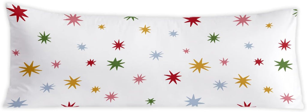 Boho Colorful Stars 20x54 Body Pillow Cover, Mid Century Modern Decorative Long Body Pillow Cases for Kids Girls Room Bedroom Dorm Bed Couch