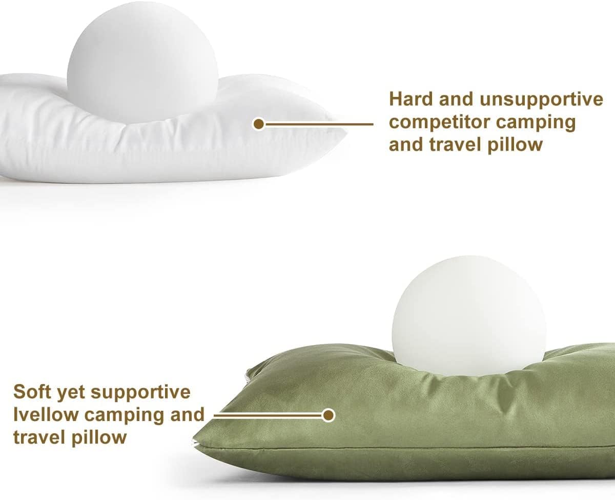 Ivellow Memory Foam Travel Pillow Compressible Camping Pillow for Sleeping Shredded Memory Foam Pillow Compact Firm Supportive Travel Pillo…