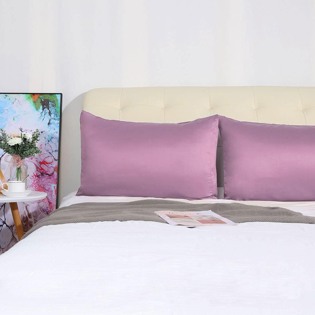 uxcell 2 Pack Silk Satin Pillowcase for Hair and Skin, Cool, Silky, Soft Breathable Pillow Cases Standard Size 20x26 Inch Sateen Pillowcase…