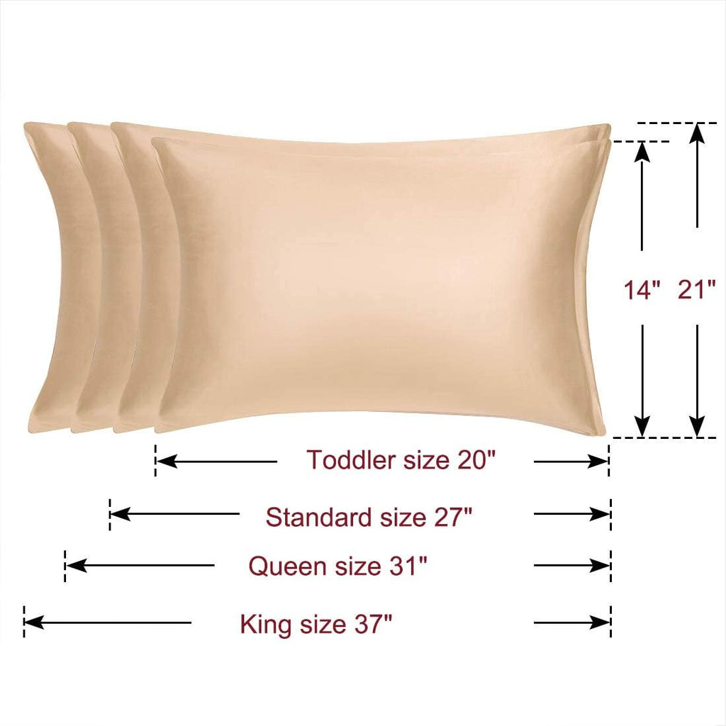 uxcell Standard Satin Pillowcase with Zipper, Super Soft and Luxury, Silky Pillow Cases Covers Set of 2, 21"x27", Champagne