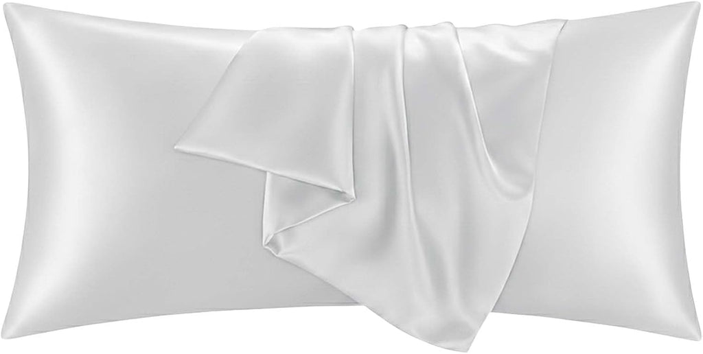 QJFabricCO Q&J Fabric Co. 1 Pack Satin Pillowcase Silk Like Pillow Case 20x54 inch Silver Grey Cooling Pillow Case with Envelope Closure fo…
