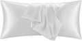 QJFabricCO Q&J Fabric Co. 1 Pack Satin Pillowcase Silk Like Pillow Case 20x54 inch Silver Grey Cooling Pillow Case with Envelope Closure fo…