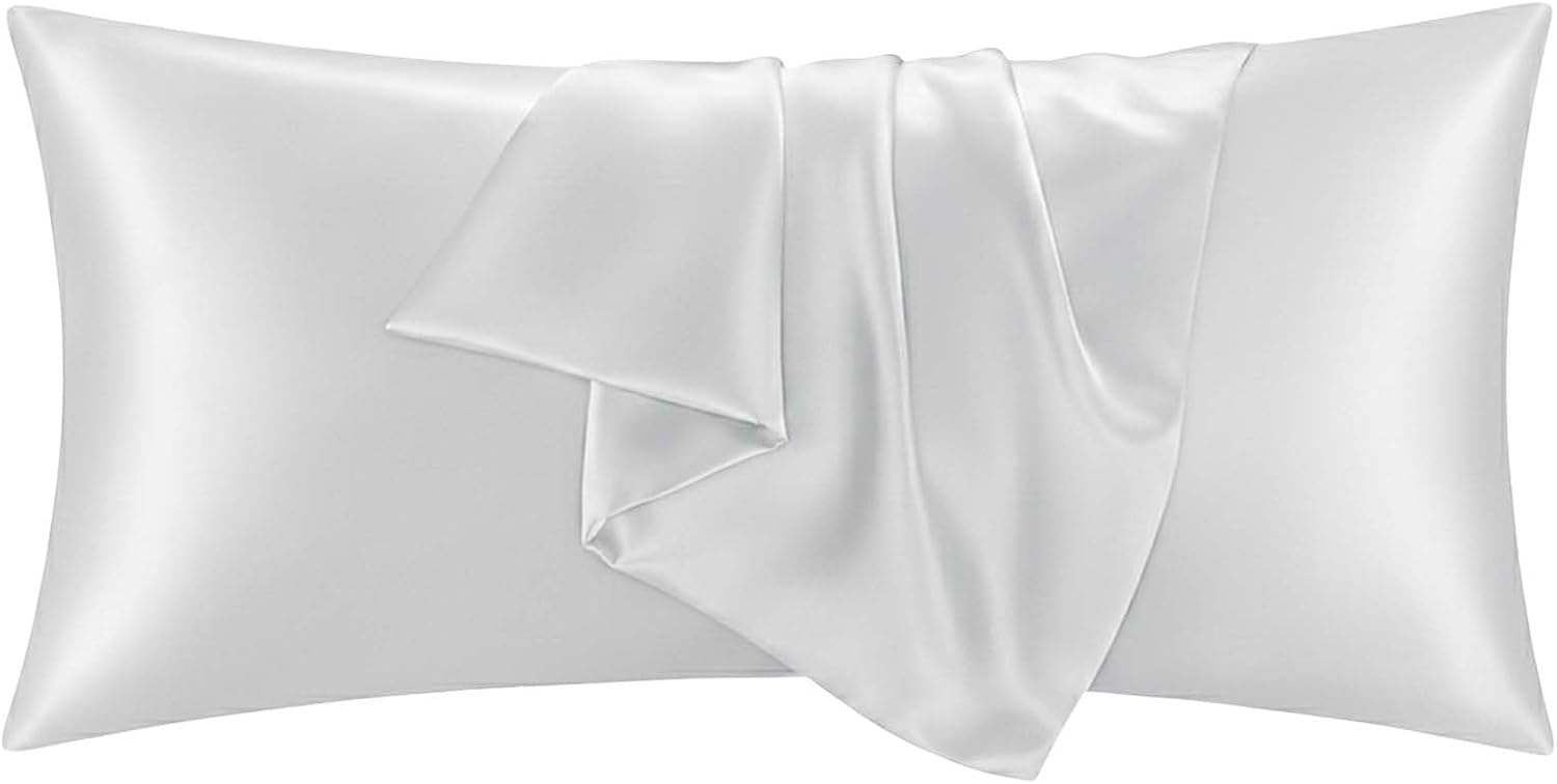QJFabricCO Q&J Fabric Co. 1 Pack Satin Pillowcase Silk Like Pillow Case 20x54 inch Silver Grey Cooling Pillow Case with Envelope Closure fo…