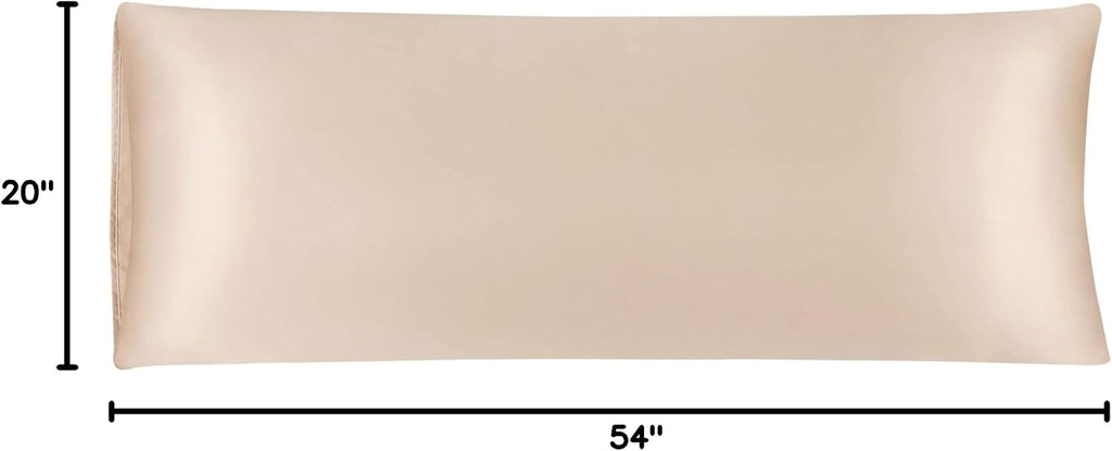 uxcell Body Pillow Cover, 20x54 Inch Khaki Silky Satin Body Pillowcases for Hair and Skin, Soft Cooling Smooth Pillow Case with Envelope…