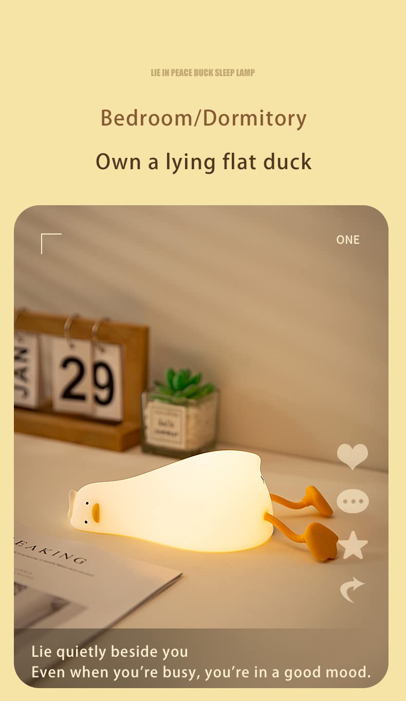 Atsuinightlight ATSUI Duck Night Light, LED Squishy Novelty Animal Night Lamp, Food Grade Silicone, 3 Level Dimmable Rechargeable Nursery N…