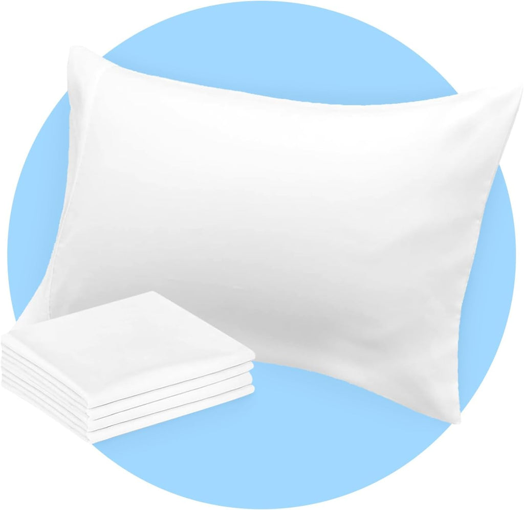 Avalon Bedding Pillow Cases Standard Size White Pillow Cases Set of 4 Cotton Blend 200 TC Soft & Breathable Perfect for Home & Hospital, Ho…
