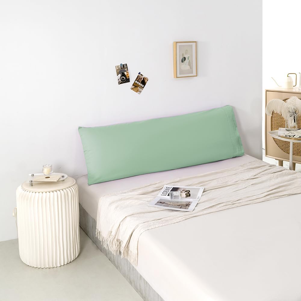 NookZuzu Body Pillowcase,1 Pack Queen Body Pillow Case,20"x54" Microfiber Long Pillowcase for Bed, Light Sage Green Body Pillow Case Cover, U…