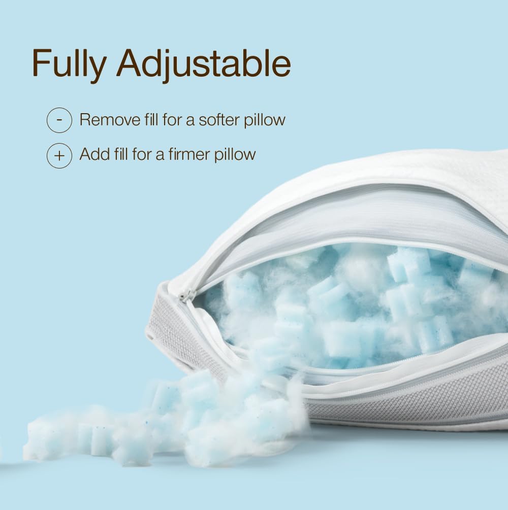Coop Home Goods Cool+ Adjustable Cooling Toddler Pillow, 13x19, Cooling Gel Memory Foam Kids Pillow for Ages 2+, Customizable Loft…