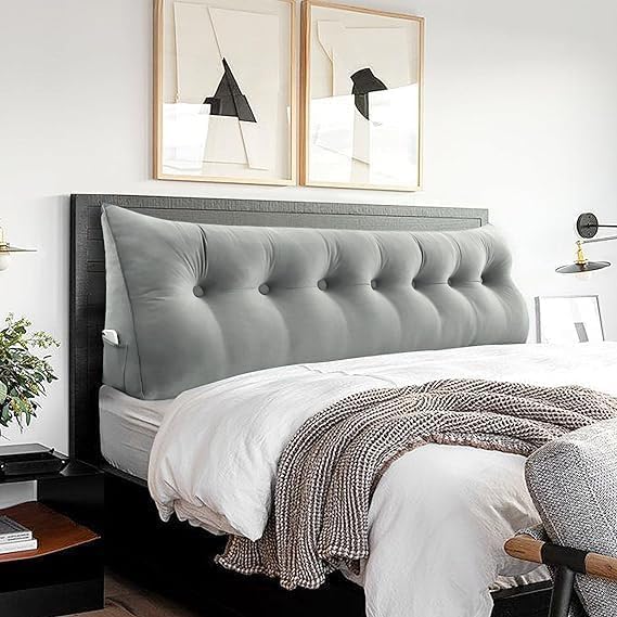 Headboard Pillow King - Bed Wedge Headboard Reading Pillow for Sitting in Bed, Large Daybed Pillow, Velvet Positioning Support Bedrest…