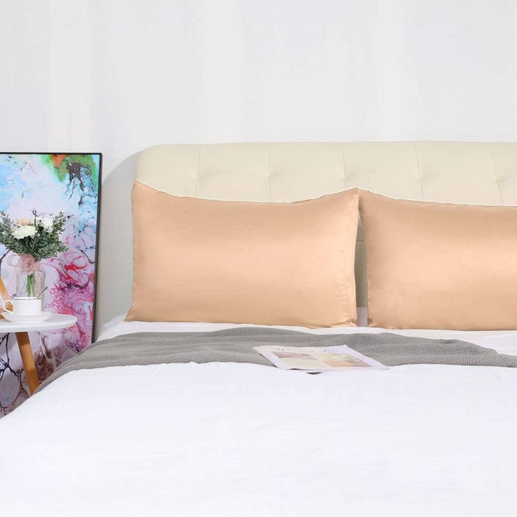 uxcell 2 Pack Silk Satin Pillowcase for Hair and Skin, Cool, Silky, Soft Breathable Pillow Cases Standard Size 20x26 Inch Sateen Pillowcase…