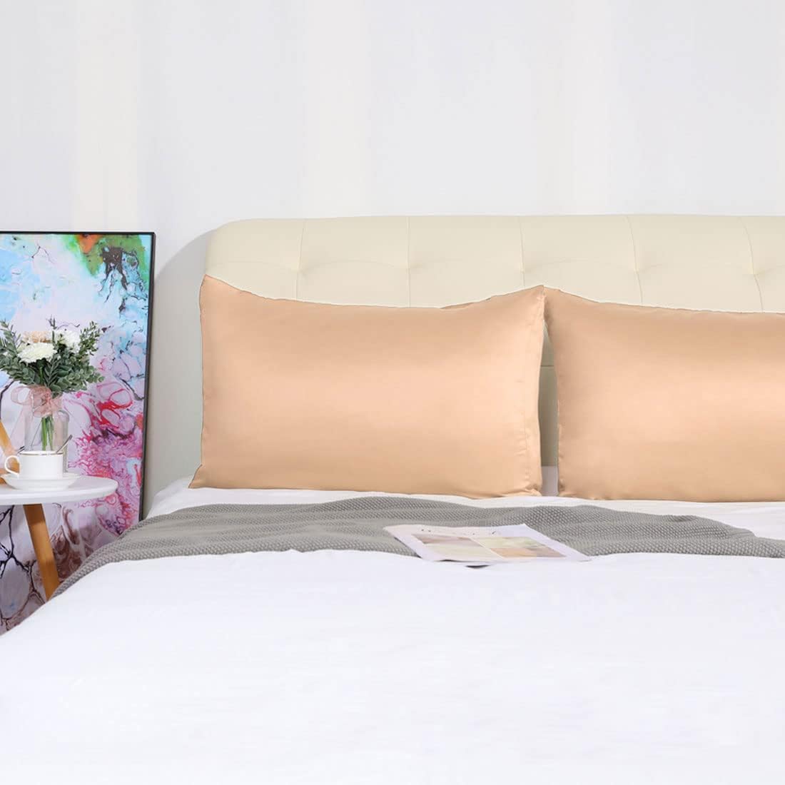 uxcell 2 Pack Silk Satin Pillowcase for Hair and Skin, Cool, Silky, Soft Breathable Pillow Cases Standard Size 20x26 Inch Sateen Pillowcase…