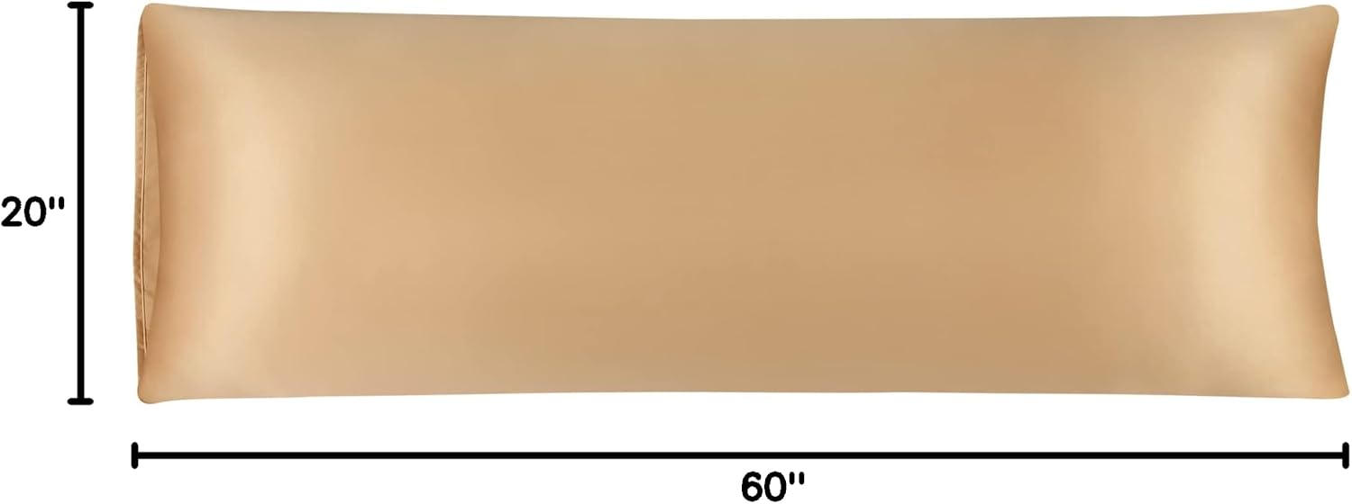 uxcell Body Pillow Cover, 20x60 Inch Gold Silky Satin Body Pillowcases for Hair and Skin, Soft Cooling Smooth Pillow Case with Envelope…