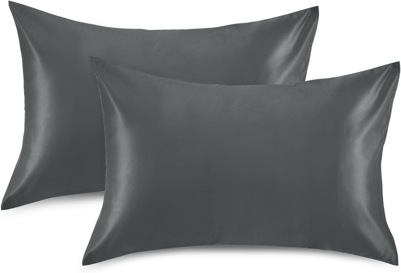 Gray Color Pillow Covers Silk Pillowcase for Hair and Skin with Envelope Closure Satin Pillowcase King Size Pillow Case for Bedroom Women…