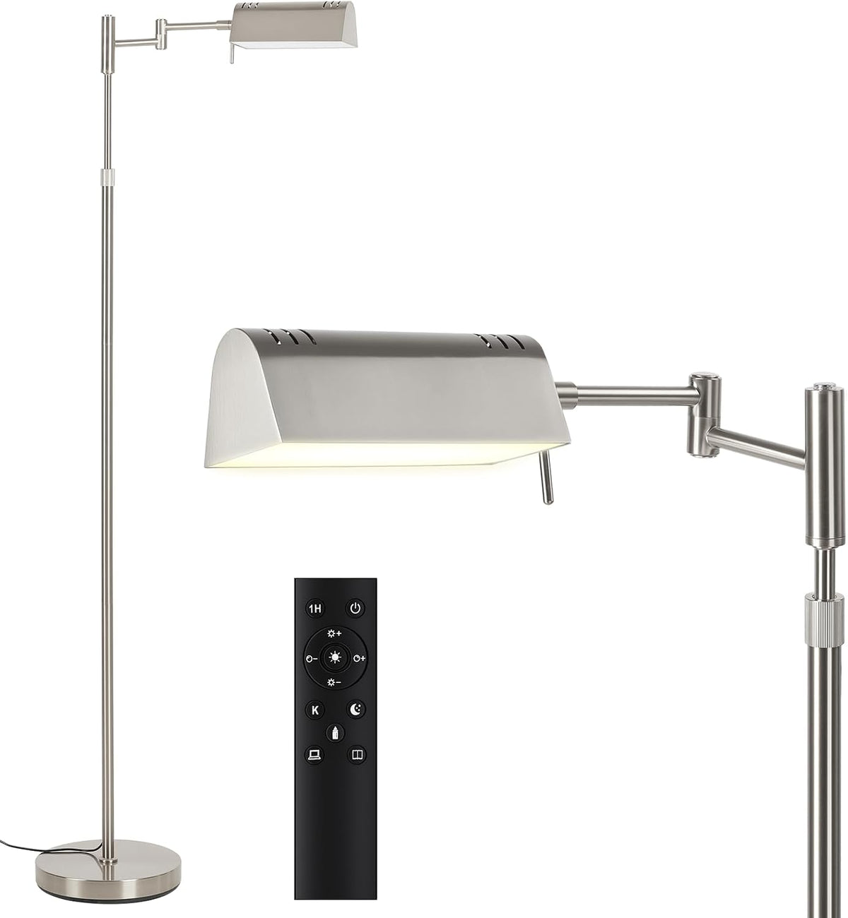 SUNMORY Dimmable LED Pharmacy Floor Lamp, 16W/1500LM Bright Reading Floor Lamp with Remote & Touch Control, 350°Swing Arm, Adjustable…
