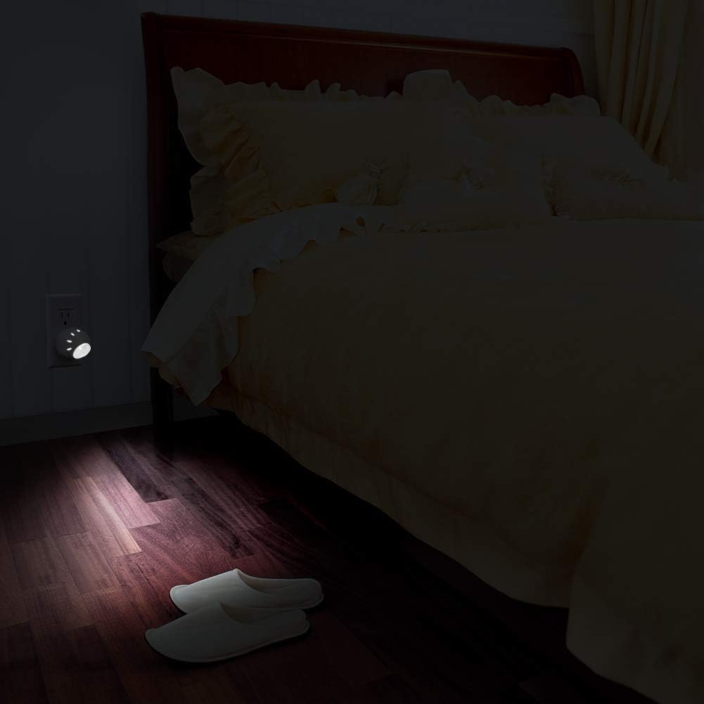 Emotionlite Plug-in Night Lights, Neutral White LED Nightlight, 360° Rotation, Dusk to Dawn Sensor, Kids, Adult, Bedroom, Hallway…