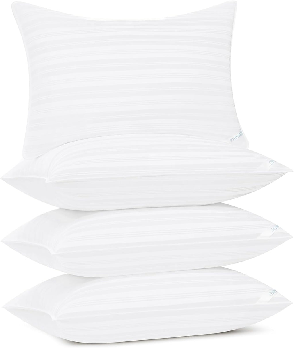 Downluxe Standard Size Pillows Set of 4 – Down Alternative Bed Pillows for Back, Side & Stomach Sleepers, White 4 pack White