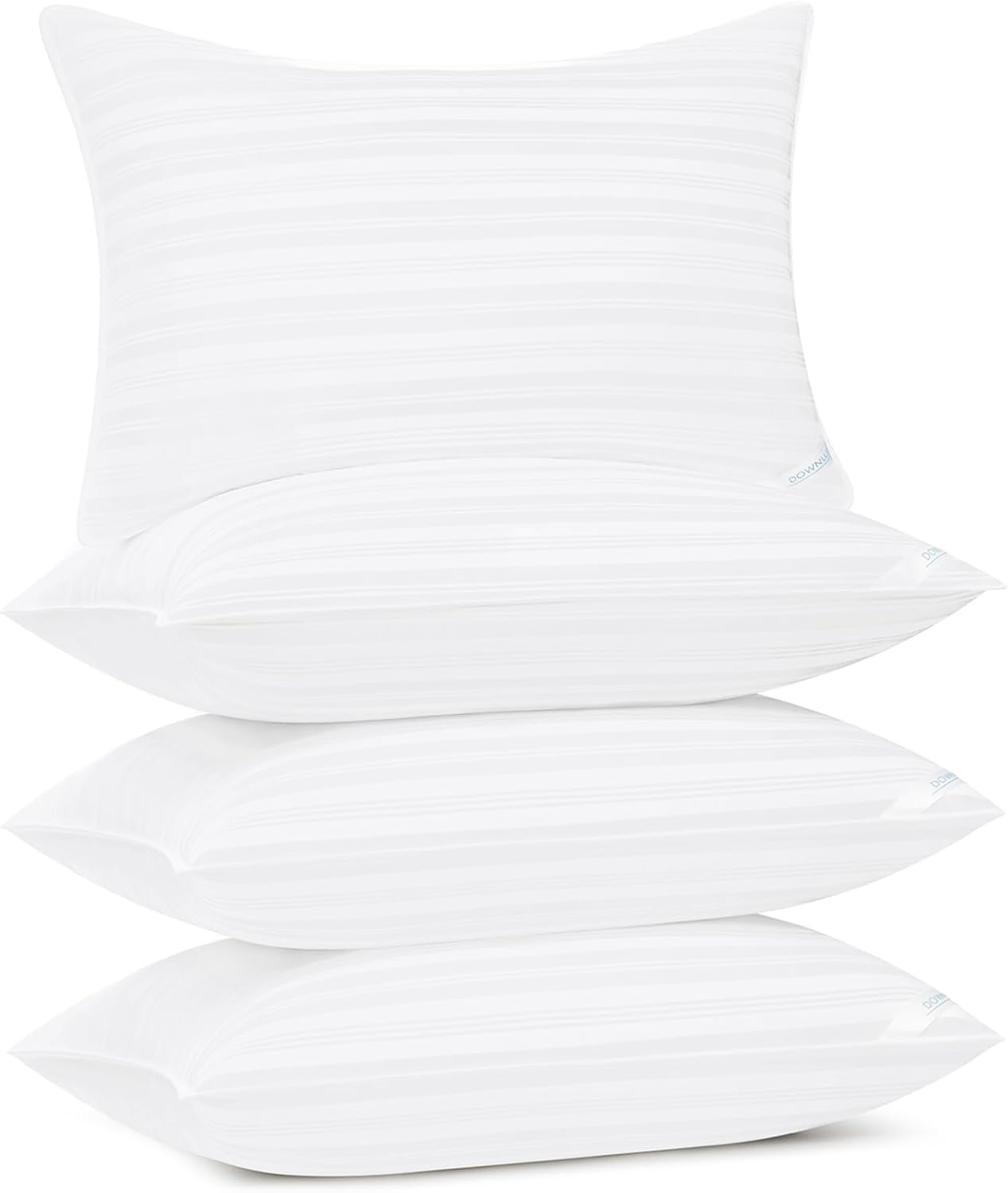 Downluxe Standard Size Pillows Set of 4 – Down Alternative Bed Pillows for Back, Side & Stomach Sleepers, White 4 pack White