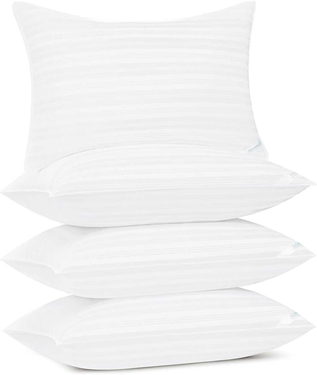 Downluxe King Size Pillows Set of 4 – Down Alternative Bed Pillows for Back, Side & Stomach Sleepers, White 4 pack White