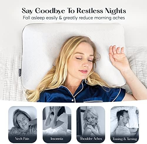 Sutera Cooling Lavender Zen Memory Foam Pillow for Sleeping - Essential Lavender Oil Infused, Cooling Pillow with Neck, Shoulder and Back S…
