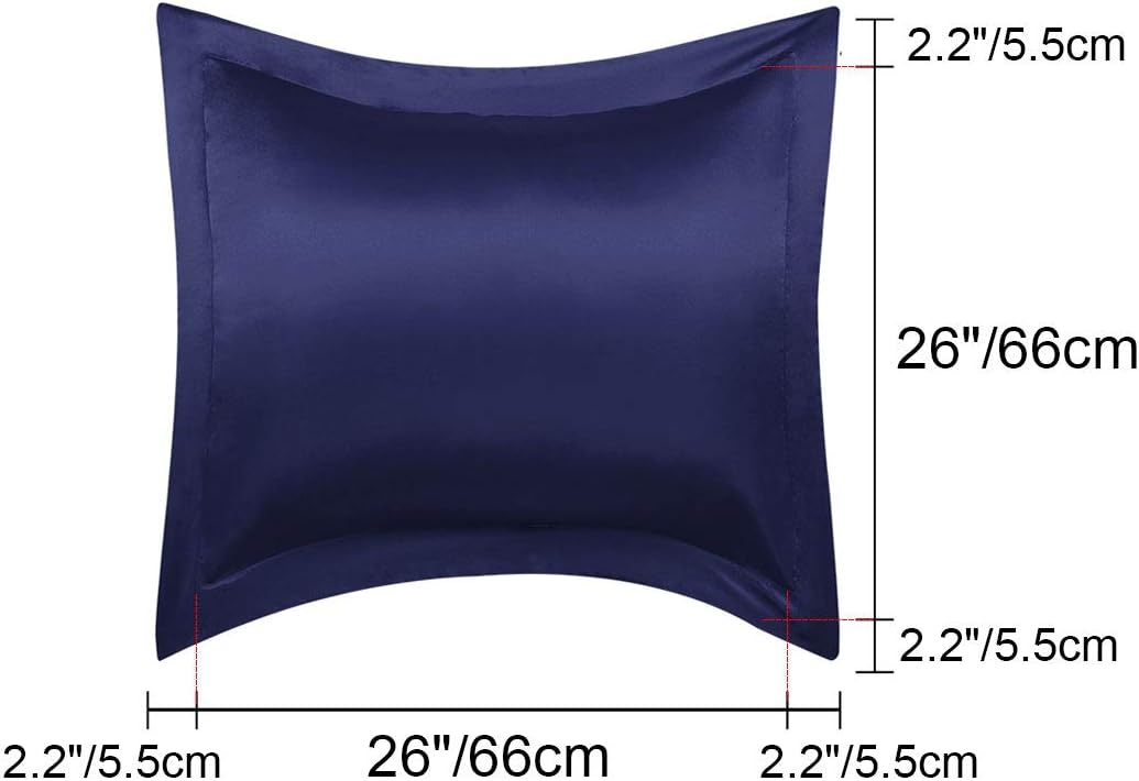 PiccoCasa 2 Pack Satin Pillowcase for Hair and Skin, Euro Sham Pillow Covers Soft Silky Oxford Pillow Cases with Envelope Closure European(…