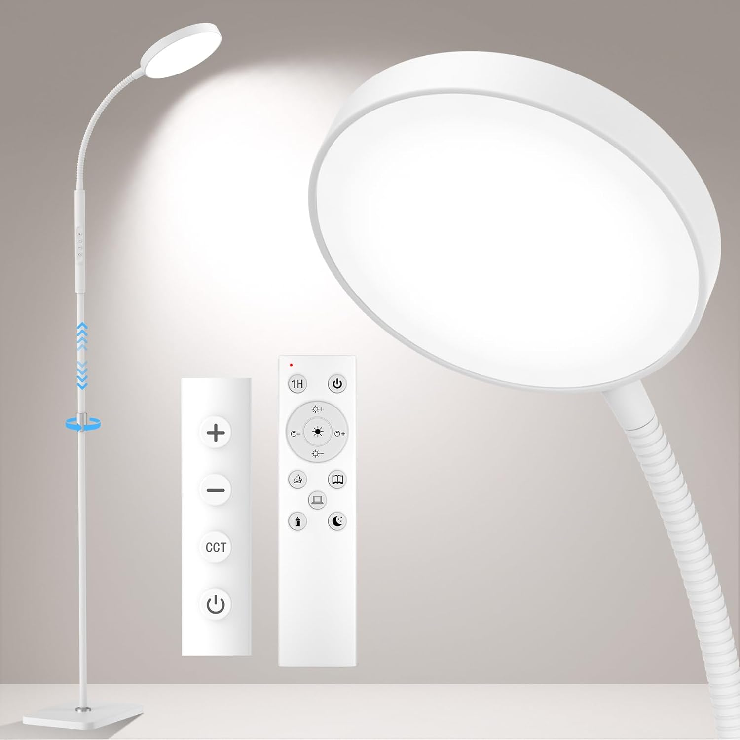 Pacovy Floor Lamp, Adjustable Height Floor Lamps for Living Room Bedroom, 252 LED Super Bright Standing Lamp Remote Control, Dimmable Goose…