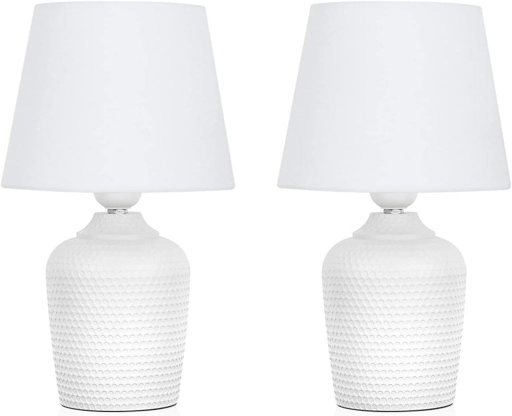 Sucolite Small 11.8" Table Lamps Set of 2, Bedside Nightstand Lamps for Bedroom Kid’s Room, Cute Desk Lamps with Studded Texture Base for…