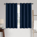 Miulee Linen Textured Curtains for Bedroom Solid 100% Blackout Thermal Insulated Midnight Blue Grommet Room Darkening Curtains & Drapes Lux…