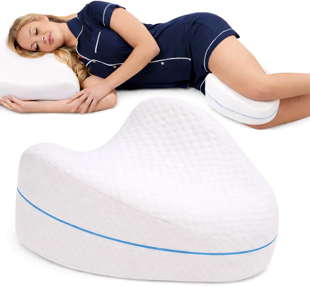 Contour Legacy Leg & Knee Foam Support Pillow for Side Sleepers Soothing Relief for Back, Hips, Knees, Joints, Nerves & Muscles 1 Pack glass