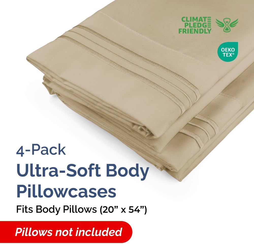 Body Pillowcases Set of 4-20x54 Long Body Pillow Case - Soft Body Pillow Cover for Sleeping & Side Sleepers - Comfy, Cozy Breathable &…