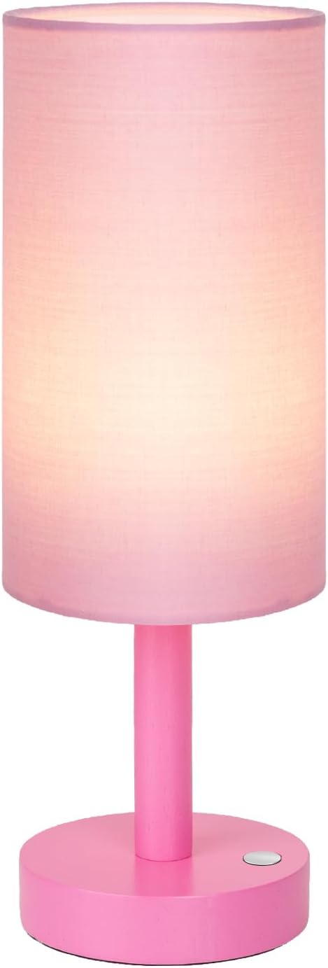 LALISU Small Table Lamp Nightstand Lamp Linen Lampshade Bedroom Wood Base Small Bedside Lamp for Night Stands, Desk Lamps for Reading…