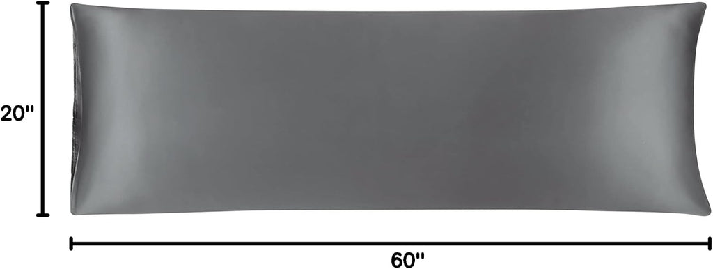 uxcell Body Pillow Cover, 20x60 Inch Grey Silky Satin Body Pillowcases for Hair and Skin, Soft Cooling Smooth Pillow Case with Envelope…
