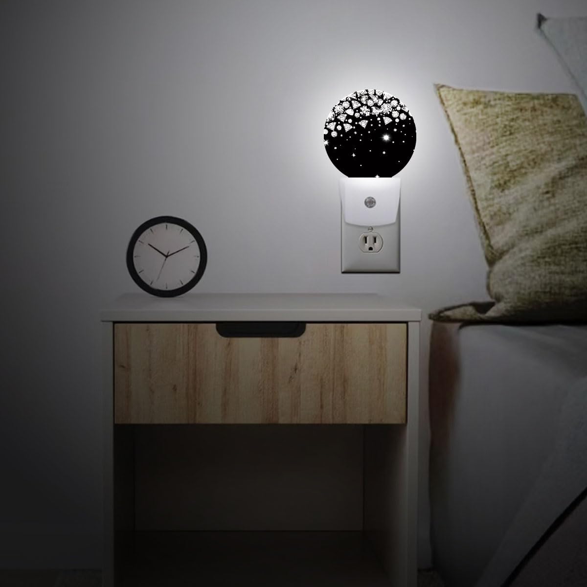Shiny Diamond Night Light Plug-in Sleep Lamp Led Dusk to Dawn Night Light for Bedroom