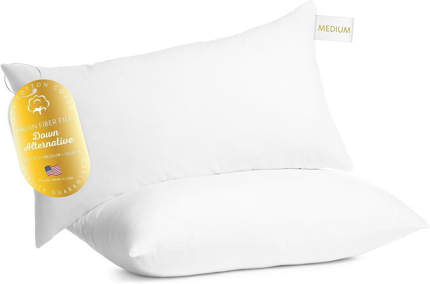 Digital Decor 100% Cotton Luxury Hotel Pillows Queen Size Set of 2, Cooling Hypoallergenic Down Alternative Bed Pillows for Sleeping…