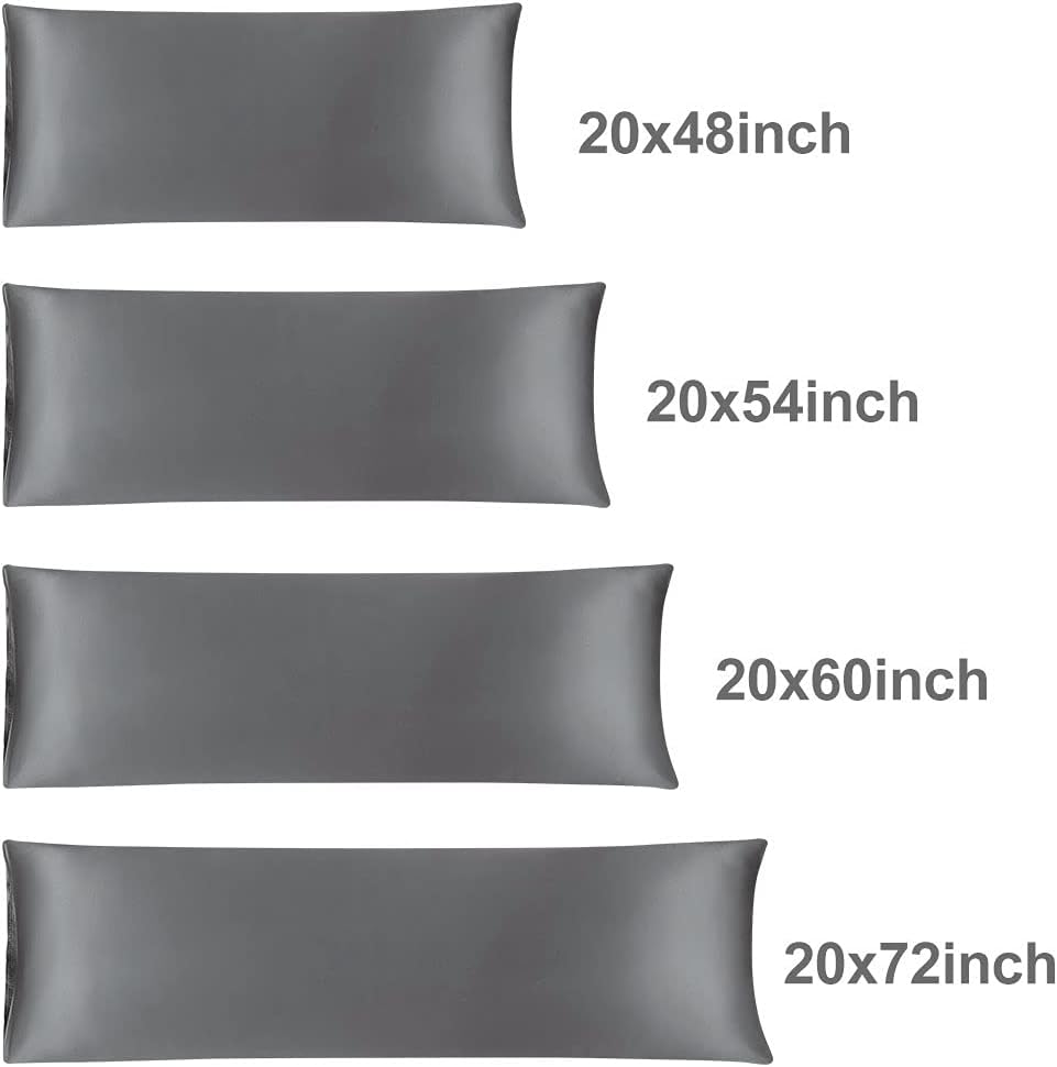 uxcell Body Pillow Cover, 20x60 Inch Grey Silky Satin Body Pillowcases for Hair and Skin, Soft Cooling Smooth Pillow Case with Envelope…