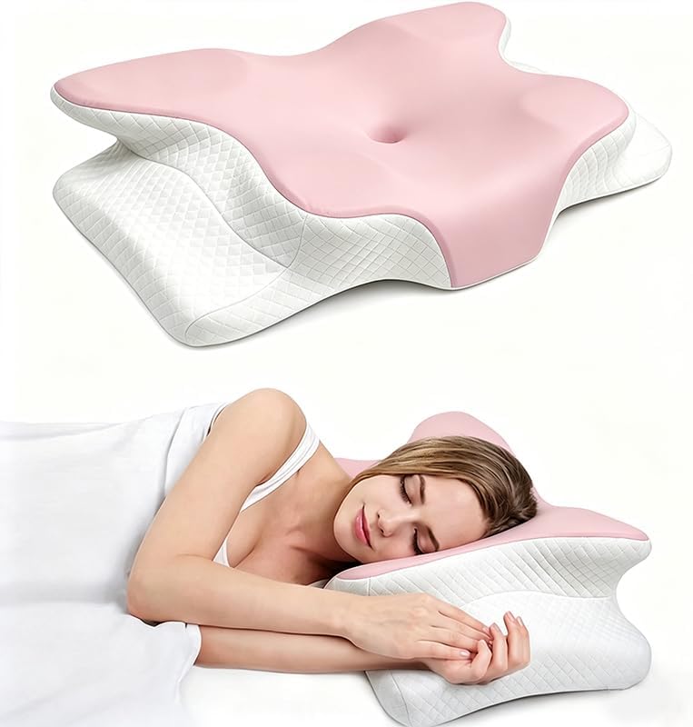 WKEFF Cooling Neck Support Pillow, Adjustable Cervical Memory Foam for, Odorless Ergonomic Orthopedic Bed Pillows for Side Back Sto…
