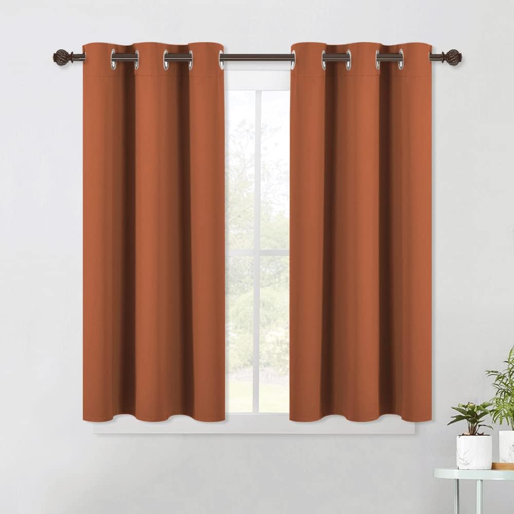 NICETOWN Burnt Orange Modern Blackout Curtains for Small Window, Thermal Insulated and Privacy Room Darkening Drape Panels for Boy's…