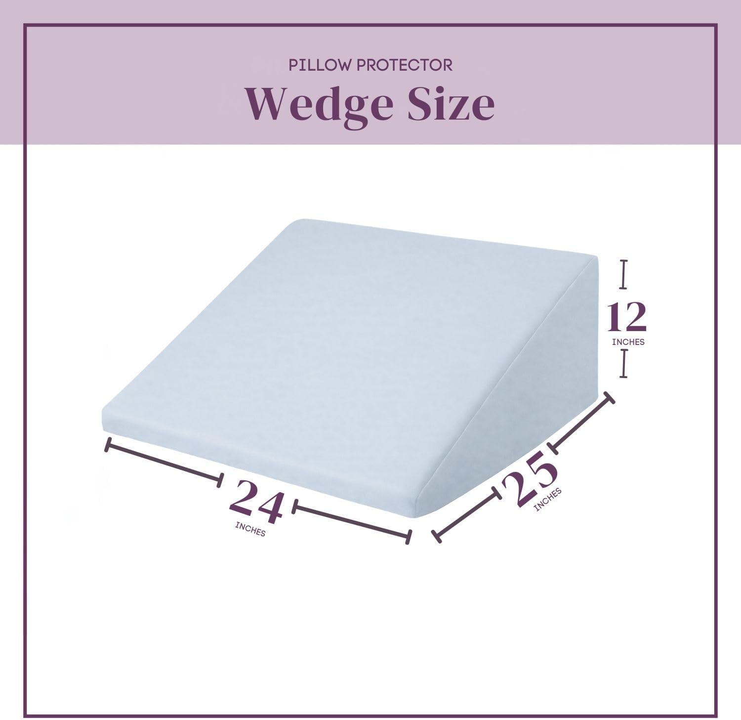 CirclesHome Wedge Pillow Cover 100% Cotton, Zippered Wedge Pillow Case Protector, Soft, Hypoallergenic & Breathable - Light Blue, (24Wx25Lx…