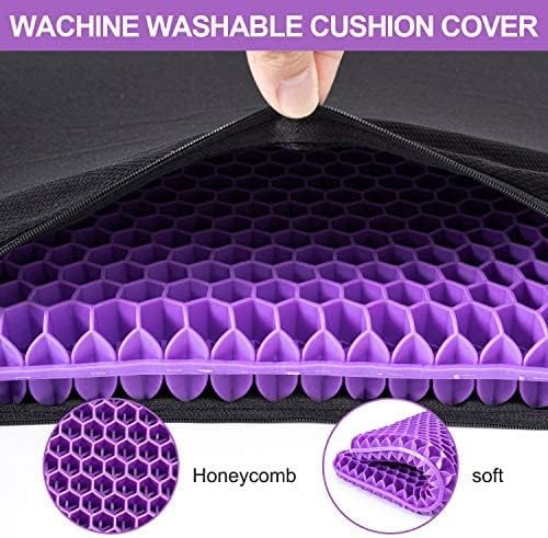 Fzitiy Gel Seat Cushion, for Long Sitting -Double Thick Gel Seat Cushion Breathable Honeycomb Chair Cushion with Non-Slip Cover for Office…