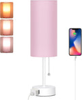 Dott Arts Table Lamp for Bedroom, 3-Color Bedside Lamps with Pull Chain, Bedroom Table Lamps for Nightstand, AC Outlet Small Lamp for…