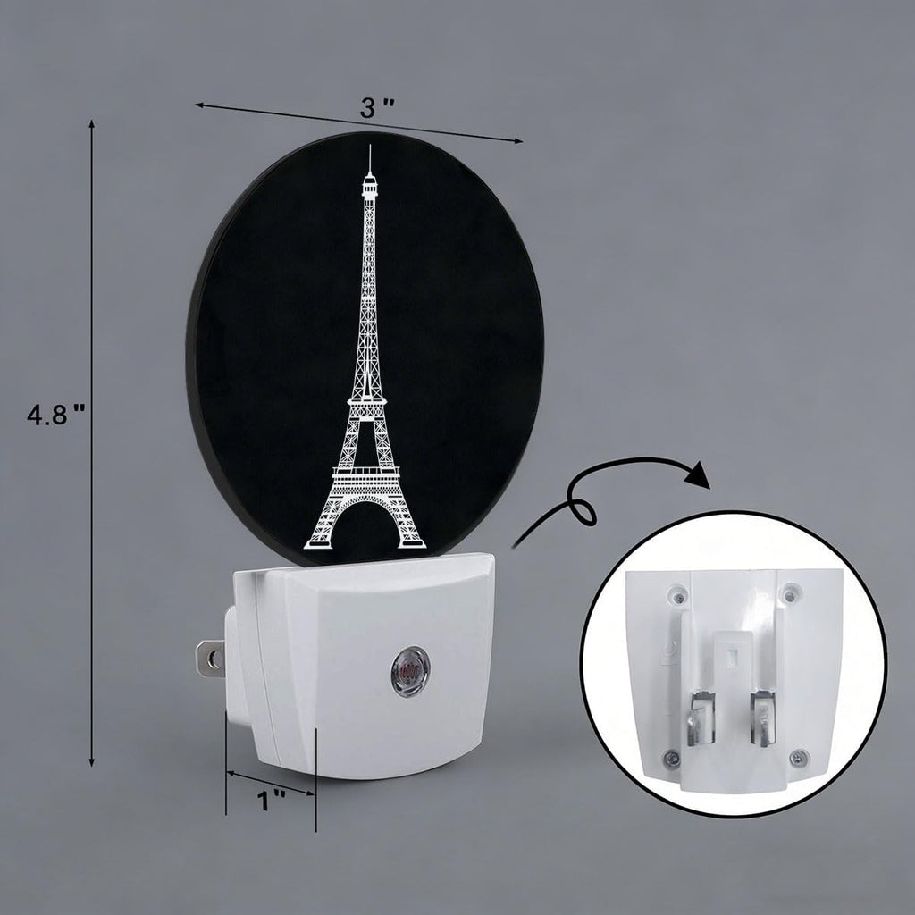 Paris Eiffel Tower France Night Light Plug Into Wall Auto Led Sleep Round Lamp for Living Room Hallway Stairs