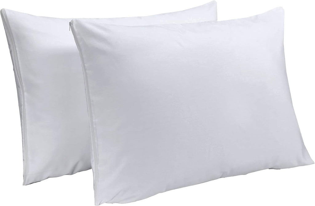 NiagaraSleepSolution Niagara 2 Pack King Pillow Protectors with Zipper, Cotton Sateen Blend Tight Weave Non Noisy Zip Covers Bre…