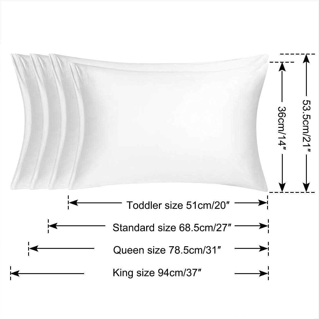 uxcell King Satin Pillowcase with Zipper, Super Soft and Luxury, Silky Pillow Cases Covers Set of 2, 21"x37", Snow White