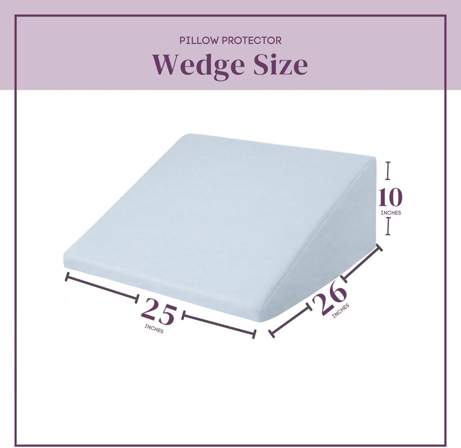 CirclesHome Wedge Pillow Cover 100% Cotton, Zippered Wedge Pillow Case Protector, Soft, Hypoallergenic & Breathable - Light Blue, (25Wx26Lx…