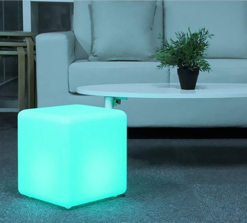 Mr.Go 12-inch Rechargeable Magic LED Light Cube Stool with Remote Control Fun Mood Lamp Soothing Night Light Decorative Lighting for Home…