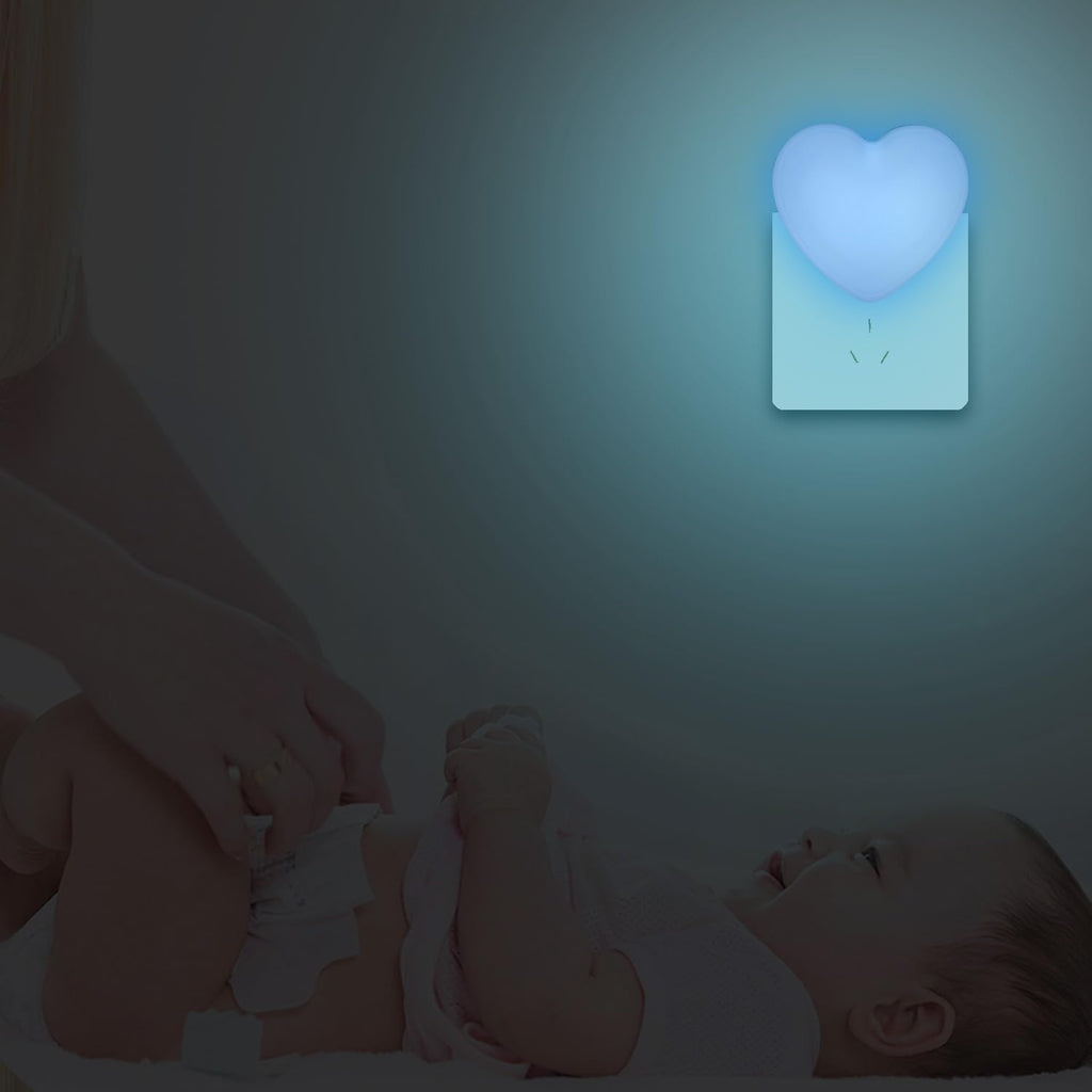 INZU Cute Night Light, Heart Night Light for Kids, LED Nightlight with Auto Dusk to Dawn Sensor, Nightlight Plug into Wall with Soft Warm…