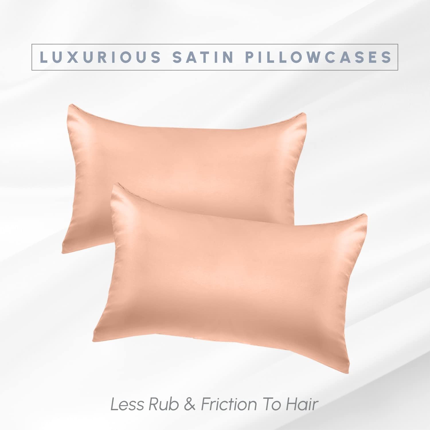 Elegantcomfort Elegant Comfort 2-Pack Cooling Viscose Satin Pillowcase Set with Hidden Zipper Closure, Silky Smooth for Hair and fabric…