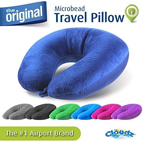 Cloudz Dual Comfort Microbead Airplane Travel Neck Pillow. Super Soft Cozy Plush Fabric on One Side, Cool Relaxing Spandex on The Other!…