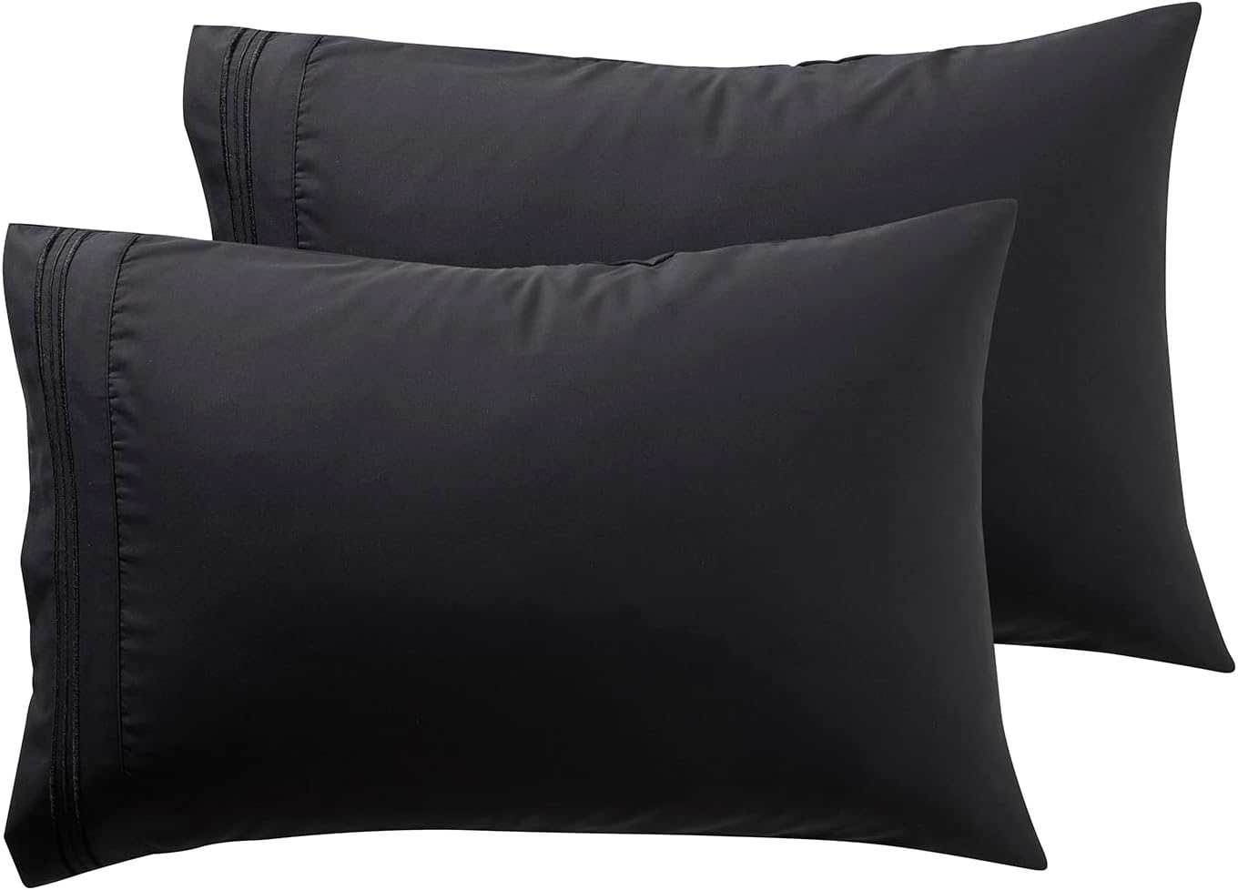 Nestl Black Pillow Cases - Queen Size Set of 2, Soft 1800 Microfiber Pillow Cases, Envelope Closure, 20x30 Inches cotton Black