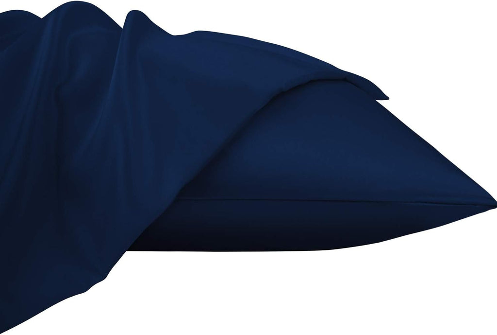 Ntbay Zippered Satin Pillow Cases for Hair and Skin, Luxury King Hidden Zipper Pillowcases Set of 2, 20x36 Inches, Navy Blue 36 Inches Blue